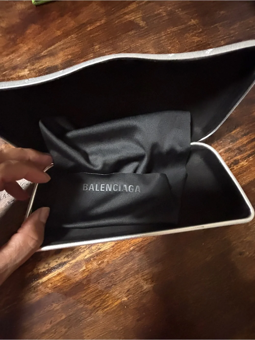 Balenciaga Metallic Silver Embossed Logo Phone Case